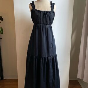 Abercrombie & Fitch Black Ruched Maxi Sundress